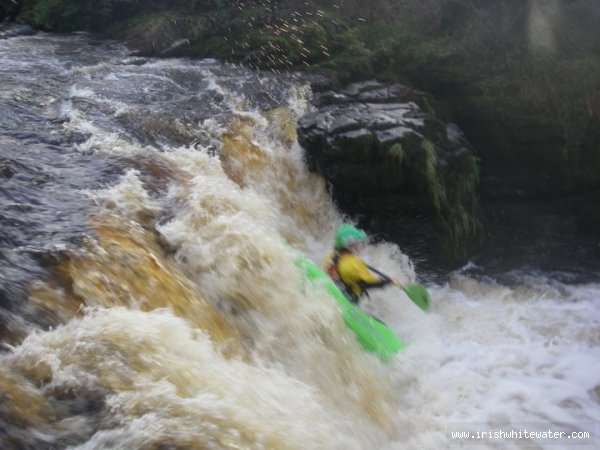 Roogagh River - first drop deep only in centre. paddler; Lee Doherty Letterkenny IT Canoe Club (LYIT CC)