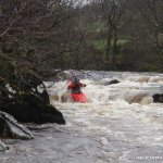 Photo of the Upper Flesk/Clydagh river in County Kerry Ireland. Pictures of Irish whitewater kayaking and canoeing. Double Drop above Middle Bridge. Photo by Dnal