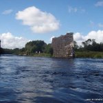 Photo of the Caragh, Lower river in County Kerry Ireland. Pictures of Irish whitewater kayaking and canoeing. Bridge Piers near Get Out. Photo by Dnal
