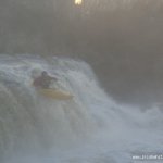 Photo of the Ennistymon Falls in County Clare Ireland. Pictures of Irish whitewater kayaking and canoeing. demo-ing jefe grande. Photo by dave g
