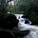 Photo of the Glensheelan river in County Waterford Ireland. Pictures of Irish whitewater kayaking and canoeing. kevin just after the slab drop. Photo by Michael Flynn