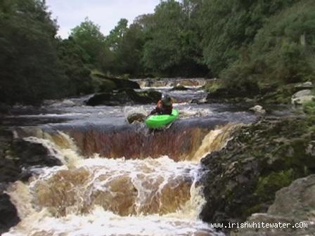  Mayo Clydagh River - Aidan running the Upper Section gorgey bit. Low side of medium
