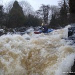 Photo of the Flesk river in County Kerry Ireland. Pictures of Irish whitewater kayaking and canoeing. dave on triple. Photo by dave g